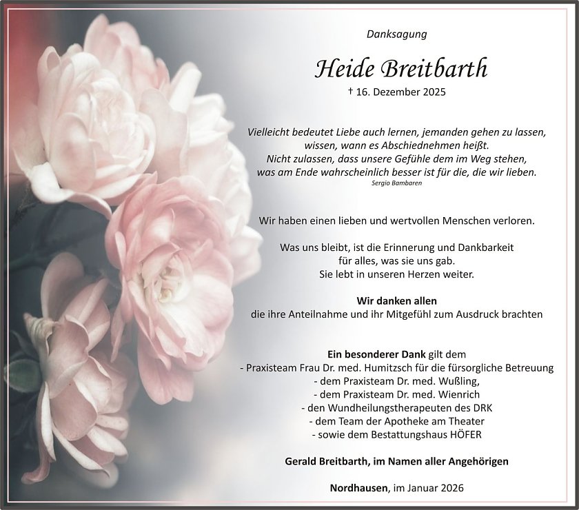 Dankanzeige Heide Breitbarth (Foto: keine Angaben)