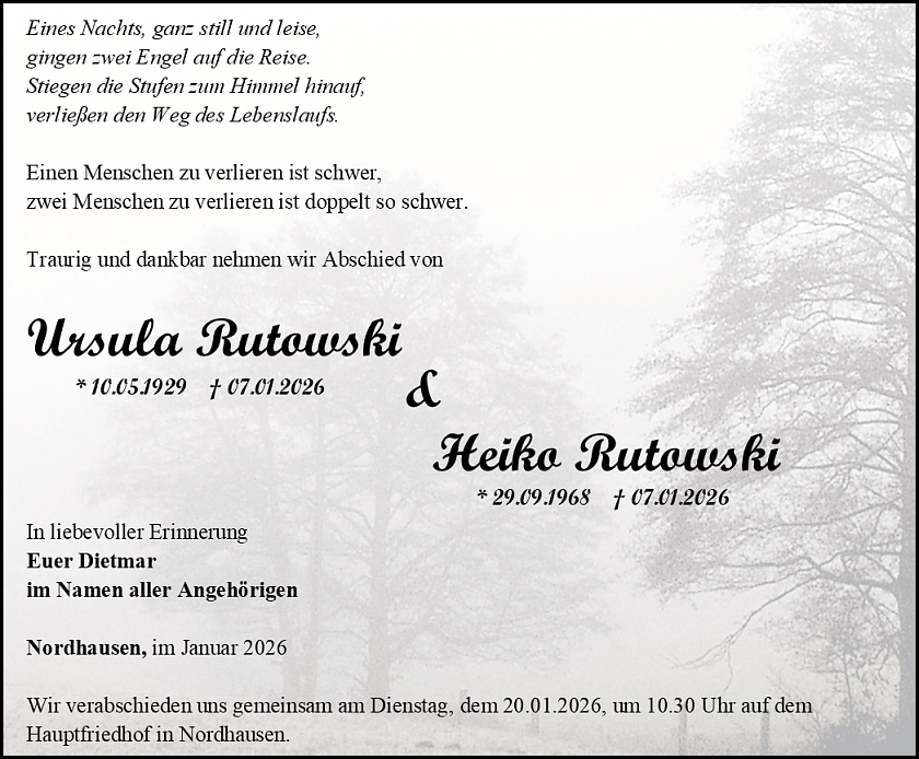 Traueranzeige (Foto: Bestattungshaus Eckhard Schade)