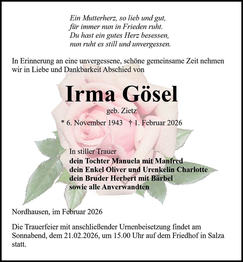 Traueranzeige (Foto: Bestattung Baumgarten)