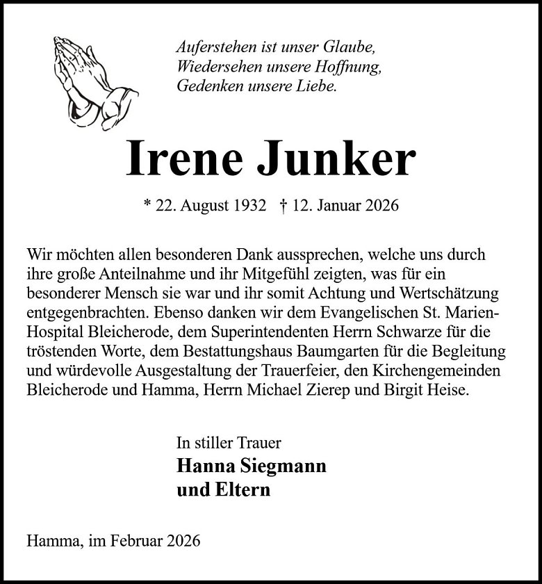 Danksagung (Foto: Bestattung Baumgarten)