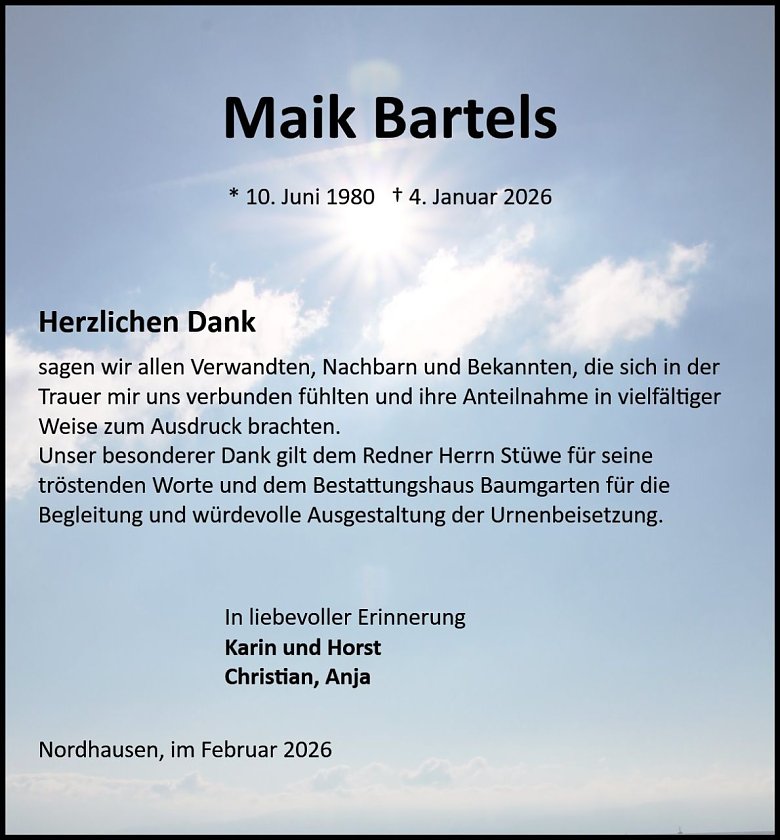 Danksagung (Foto: Bestattung Baumgarten)