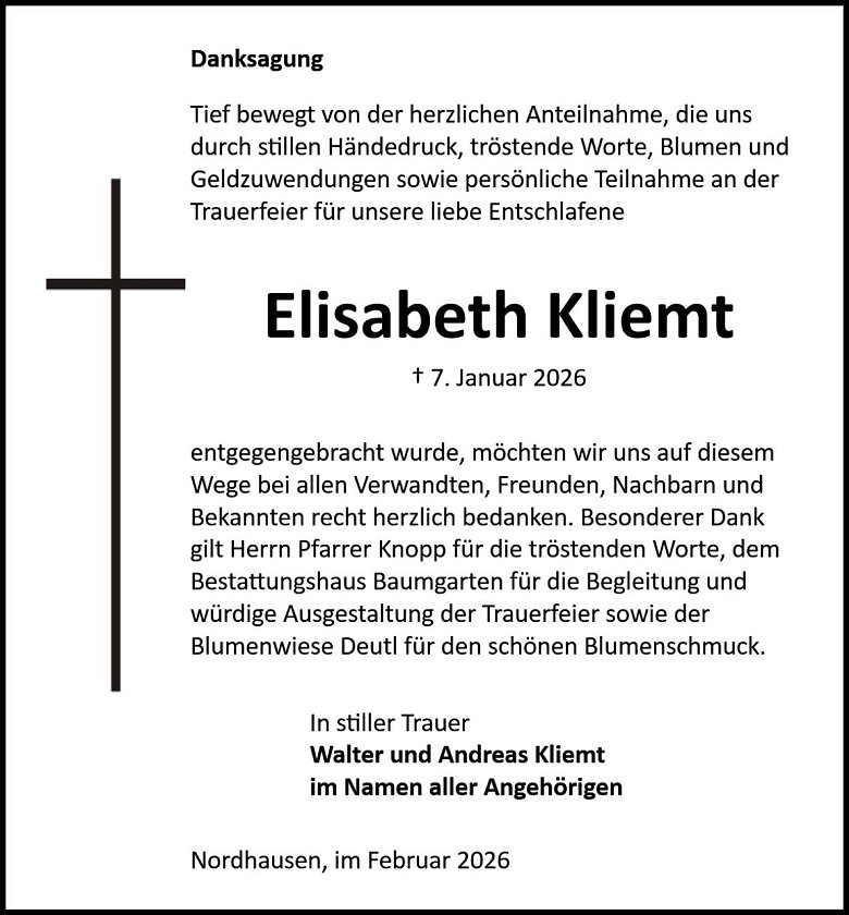 Danksagung (Foto: Bestattung Baumgarten)