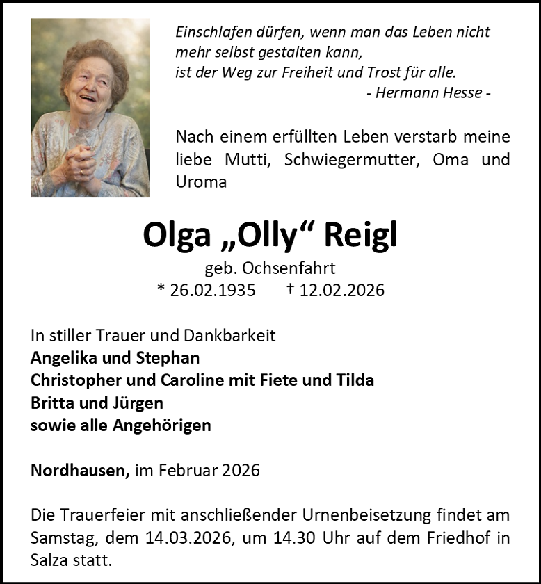 Traueranzeige (Foto: Schade)