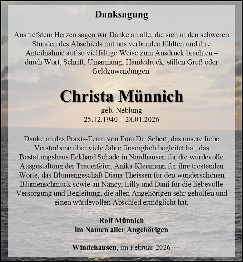 Danksagung (Foto: Bestattungshaus Schade)