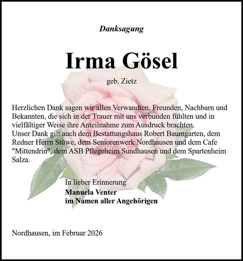 Danksagung (Foto: Bestattung Baumgarten)