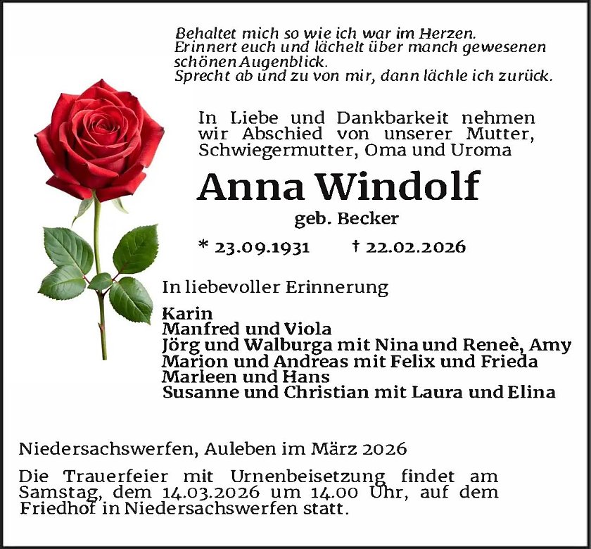 Traueranzeige (Foto: Kramer)