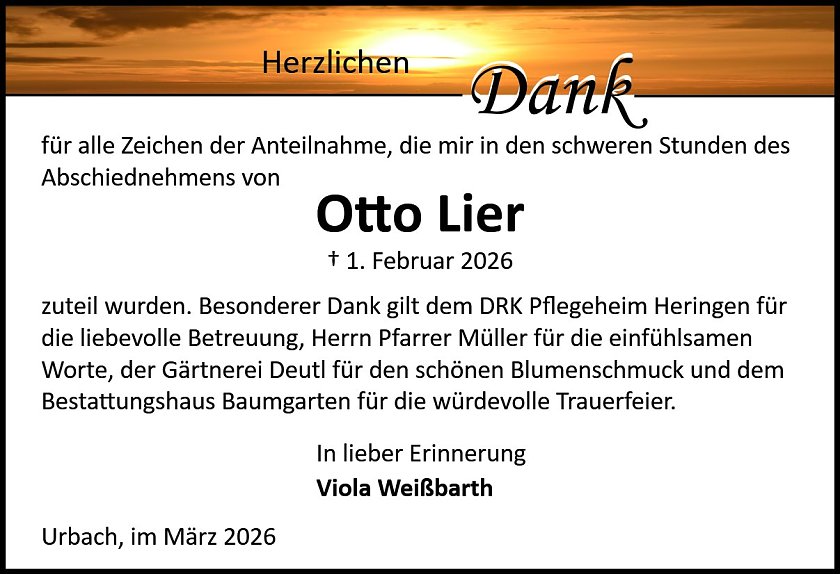 Danksagung (Foto: Bestattung Baumgarten)