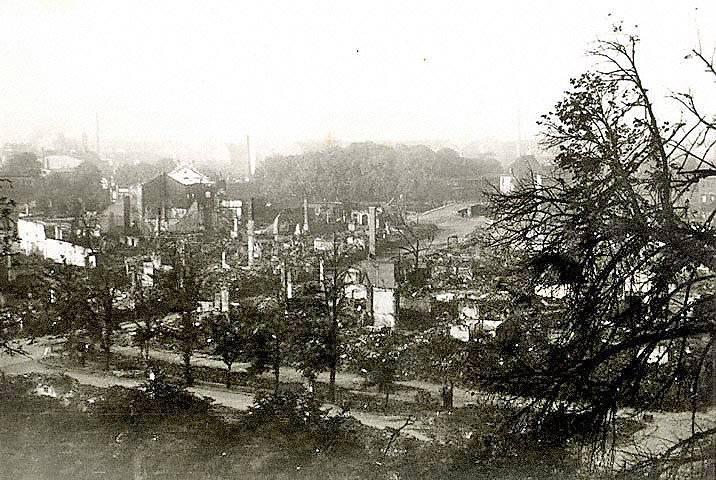 Nordhausen nach der Zerst&ouml;rung: Blick auf den Lohmarkt