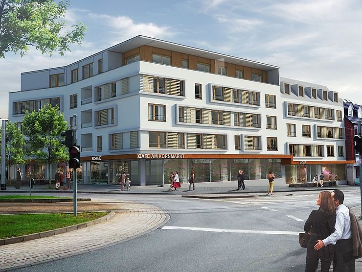 Der neue Kornmarkt - Ansicht vom Kreisel