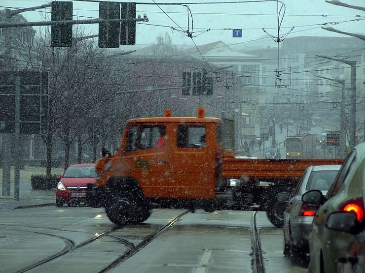 Dichtes Schneetreiben am Vormittag