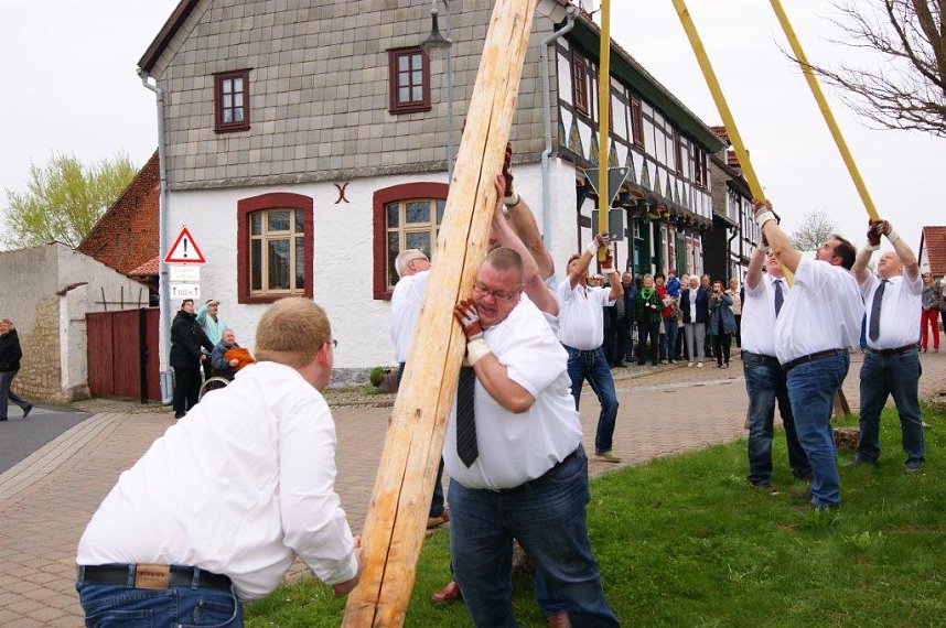 Maibaum in Obergebra gesetzt