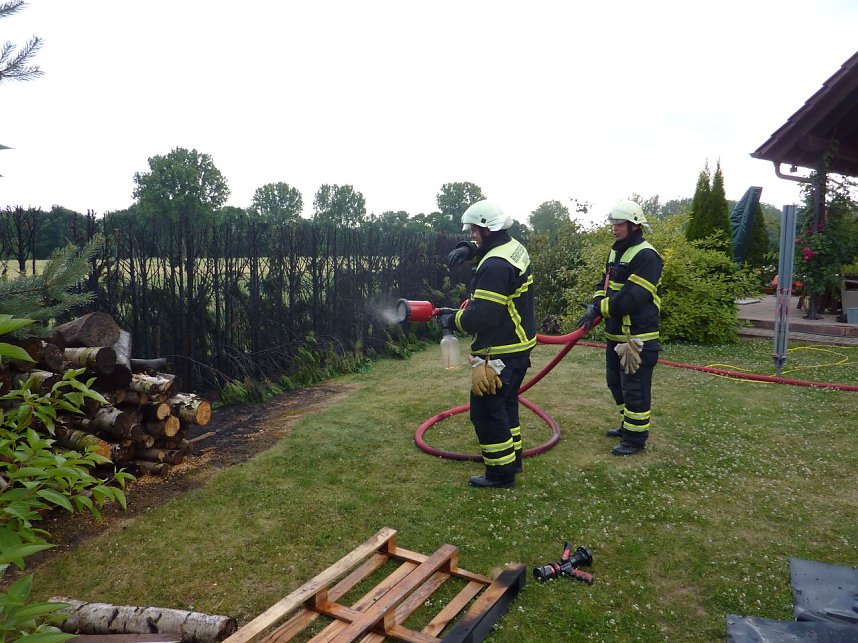 Hecke brannte in Bielen