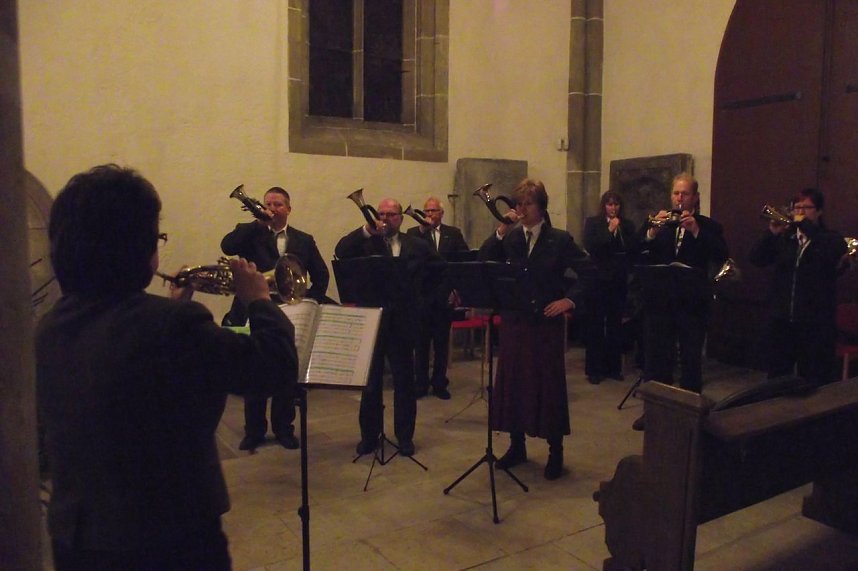 Die Jagdhornbl&auml;ser Birkenmoor gaben Proben ihres K&ouml;nnens.