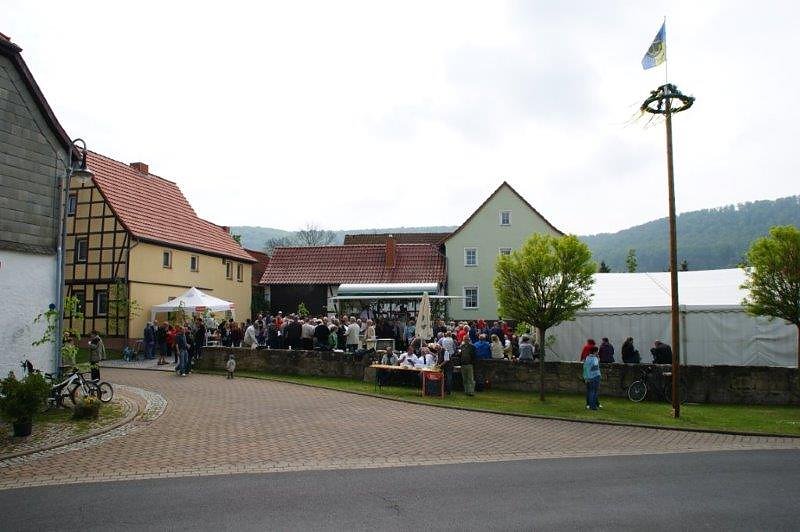 Maibaum in Obergebra gesetzt