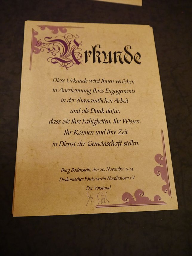 Die Diakonie Nordhausen w&uuml;rdigte das Engagement ihrer Ehrenamtlichen