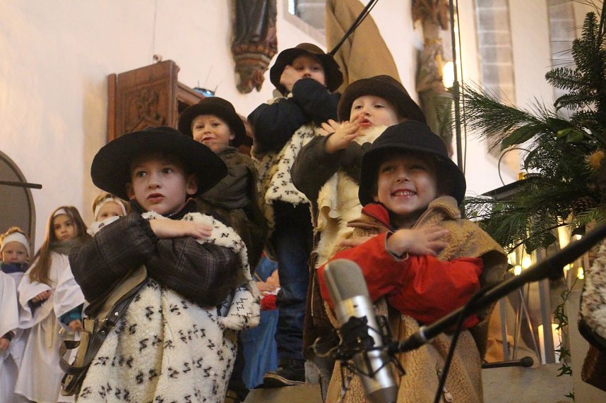 Im Nordh&auml;user Dom zeigte der &ouml;kumenische Kindergarten heute sein Krippenspiel