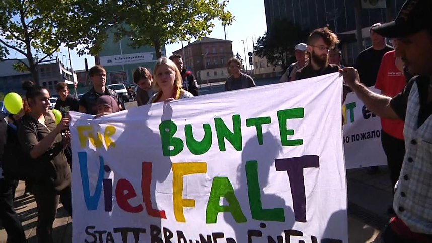 Demonstration und Gegendemonstration in Nordhausen