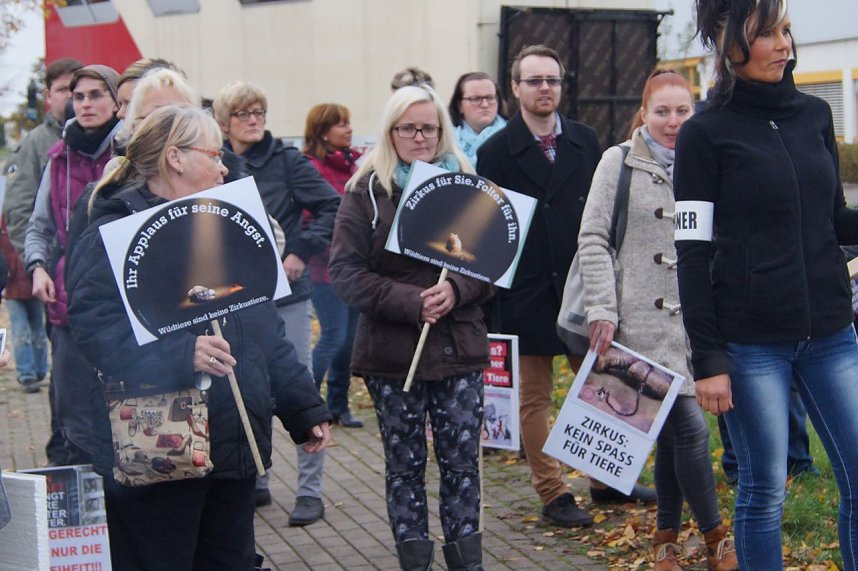 Tiersch&uuml;tzer protestieren gegen Zirkus mit Wildtieren