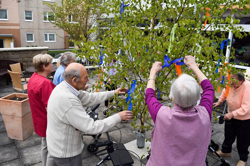 Maibaumsetzen im DRK Pflegeheim