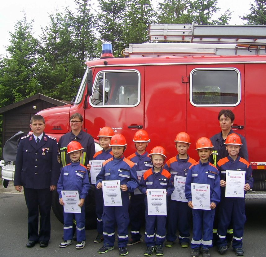 auf dem Gel&auml;nde der Freiwilligen Feuerwehr Bleicherode stellten sich die Kinder der Pr&uuml;fung des Leistungsabzeichens der Th&uuml;ringer Jugendfeuerwehr f