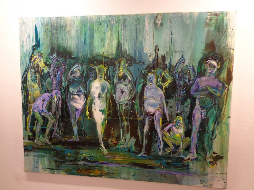 Stahlskulptur und Malerei in der Kreissparkasse