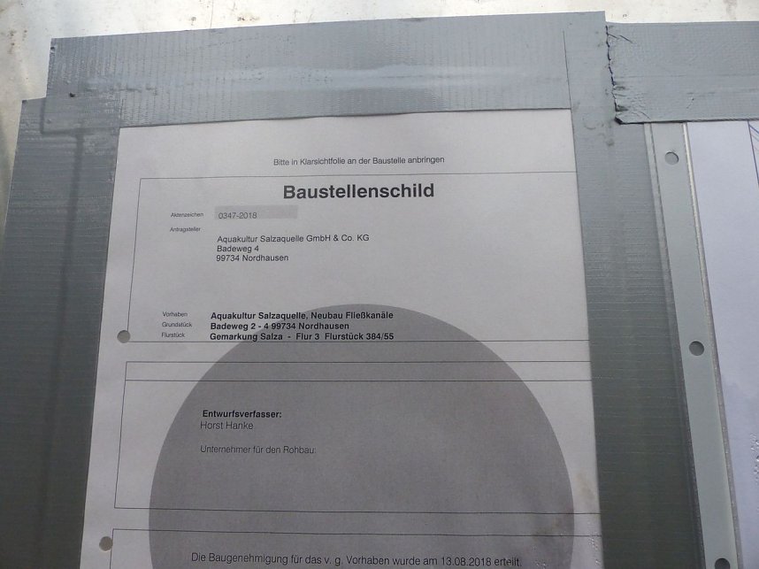 Baustelle zur Erweiterung der Fischzucht Salza