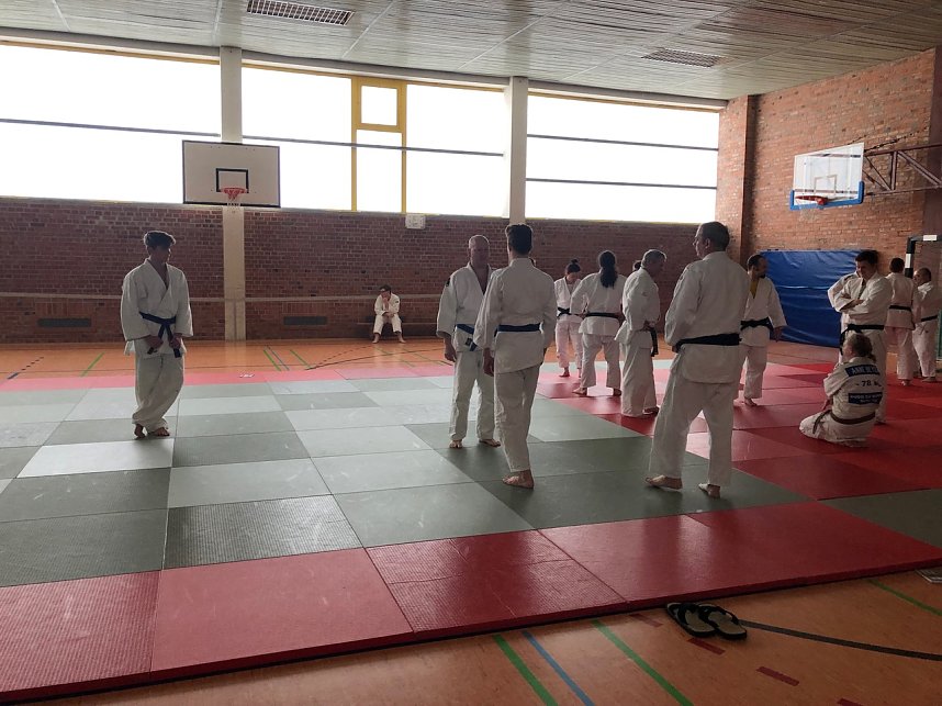 Sechs Judokas beim Kata-Seminar