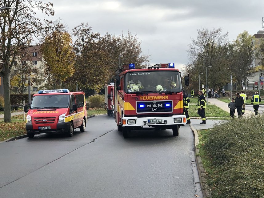 Sammelpunkt der Rettungskr&auml;fte in Nordhausen Ost