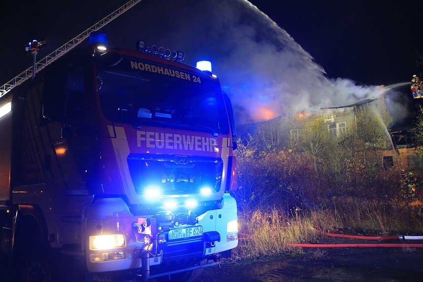 Brand auf dem Bahngel&auml;nde in Nordhausen