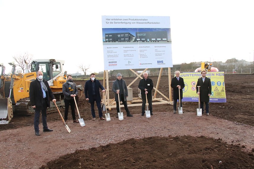 Spatenstich auf der Darre f&uuml;r Wasserstofftankstellen-Werk