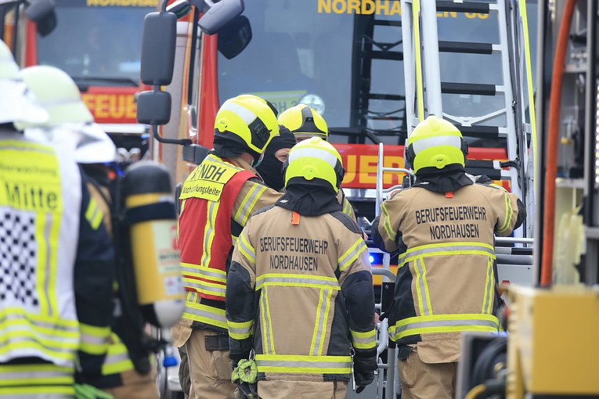 Gro&szlig;einsatz in der Bochumer Stra&szlig;e in Nordhausen