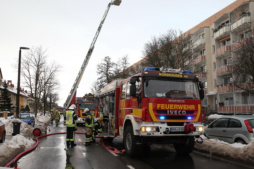 Gro&szlig;einsatz in der Bochumer Stra&szlig;e in Nordhausen
