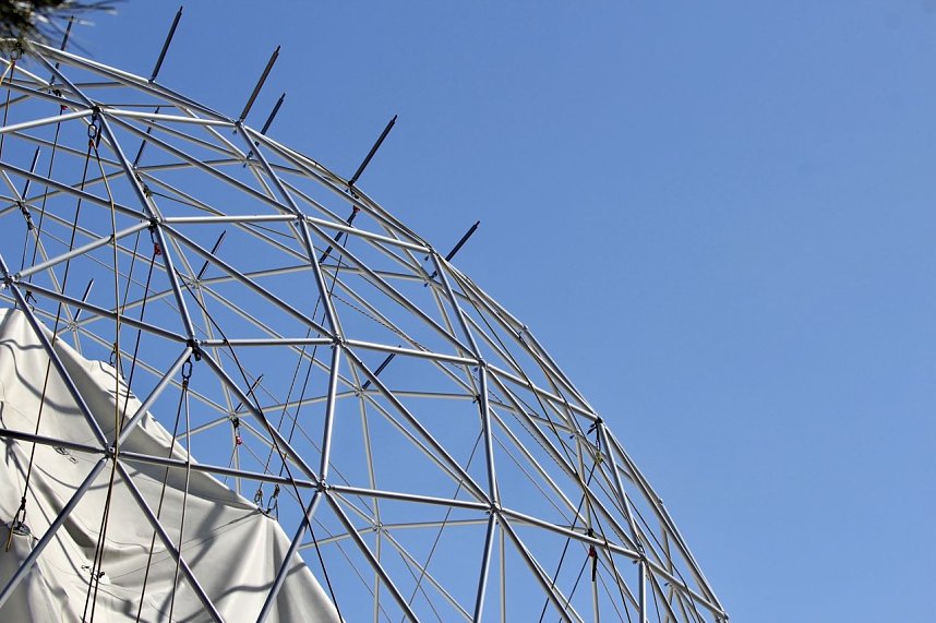 Aufbau des Umweltpavillions 