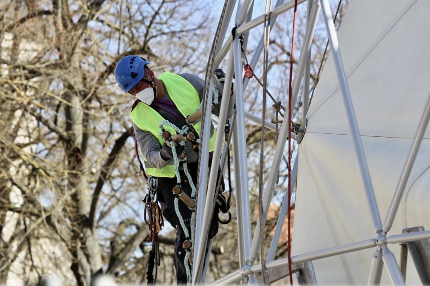 Aufbau des Umweltpavillions 