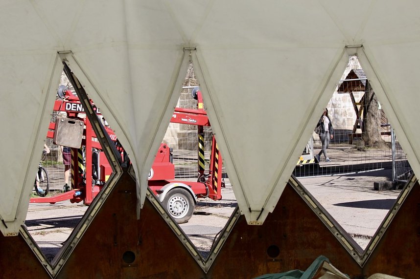 Aufbau des Umweltpavillions 