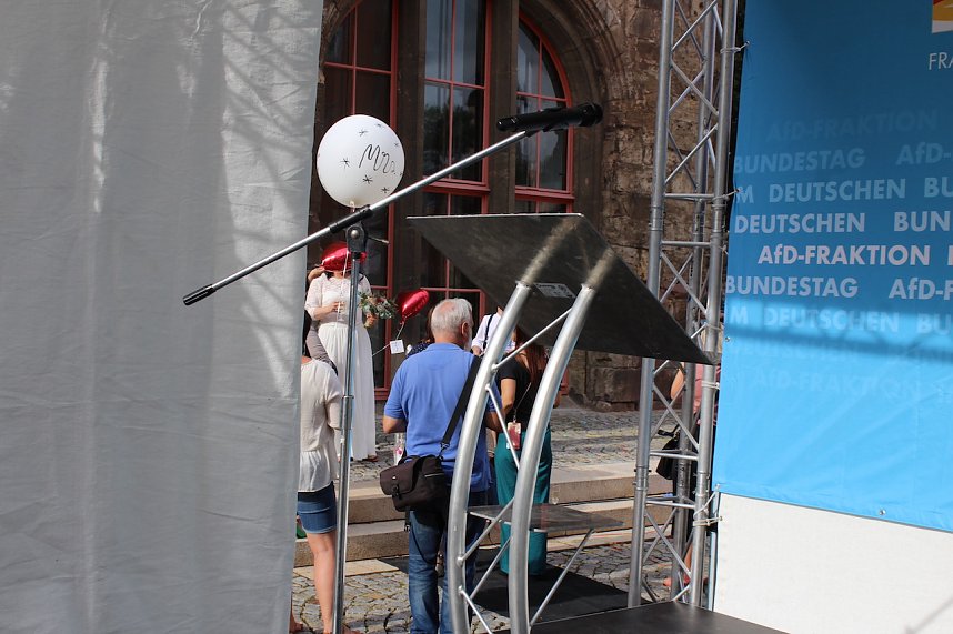 Wahlkampfauftakt der AfD vor dem Nordh&auml;user Rathaus