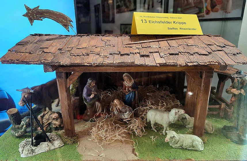 Krippenausstellung in Schaufenstern der Stadt Nordhausen