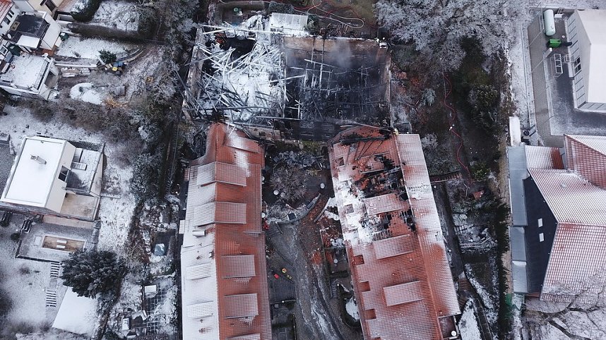 Luftbilder vom Brandort in der Nordh&auml;user Altstadt