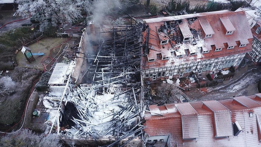Luftbilder vom Brandort in der Nordh&auml;user Altstadt
