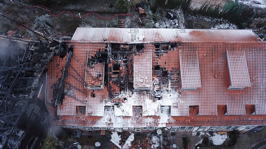 Luftbilder vom Brandort in der Nordh&auml;user Altstadt