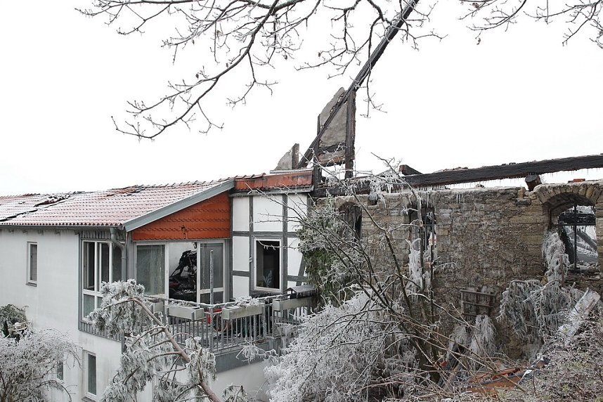 Luftbilder vom Brandort in der Nordh&auml;user Altstadt