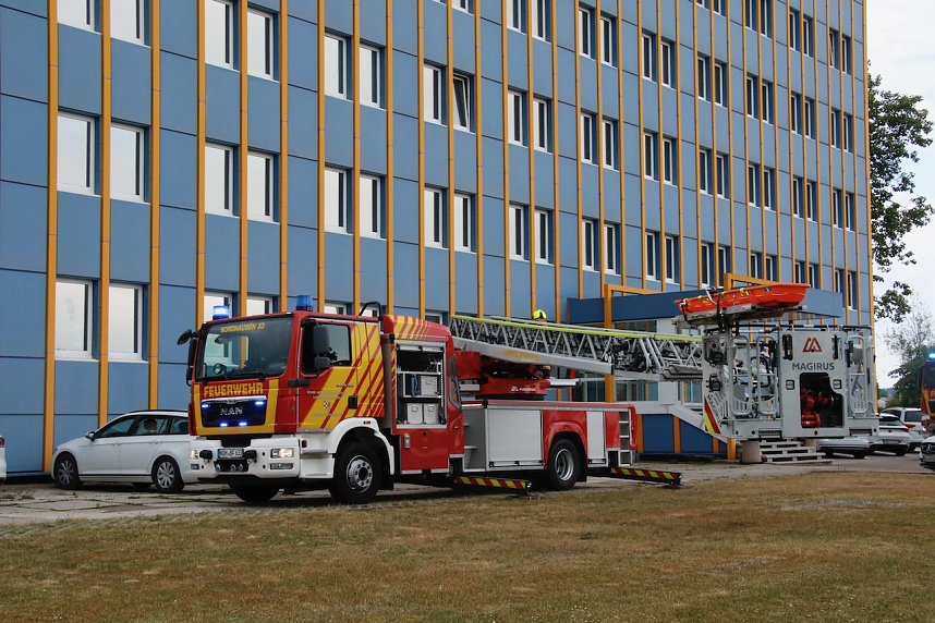 Auf dem Schachtbaugel&auml;nde fand heute eine Gro&szlig;&uuml;bung von Feuerwehr und Rettungskr&auml;ften statt