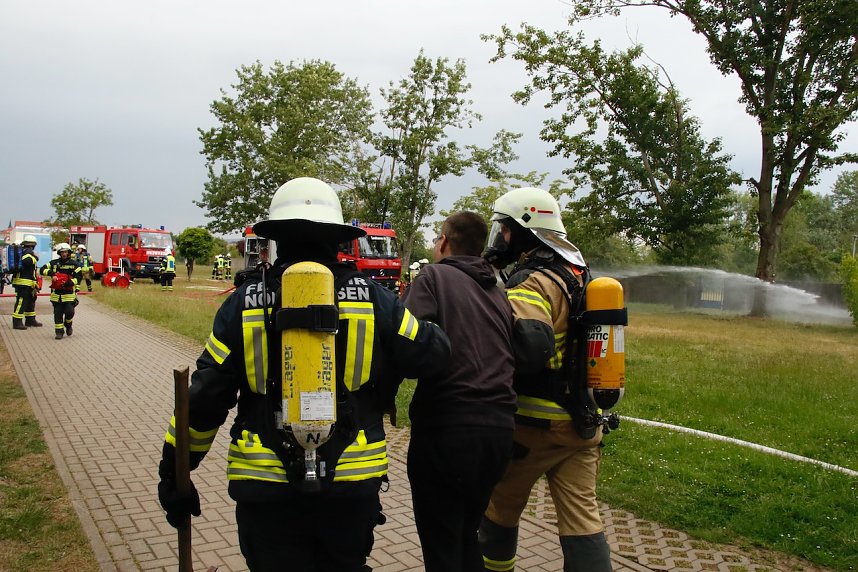Auf dem Schachtbaugel&auml;nde fand heute eine Gro&szlig;&uuml;bung von Feuerwehr und Rettungskr&auml;ften statt