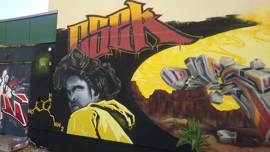 Kunstvolle Sprayerei auf dem Nordh&auml;user Petersberg