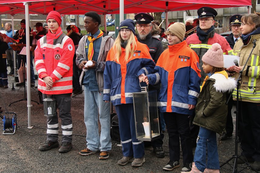 Friedenslichtaktion 2024 auf dem August-Bebel-Platz in Nordhausen