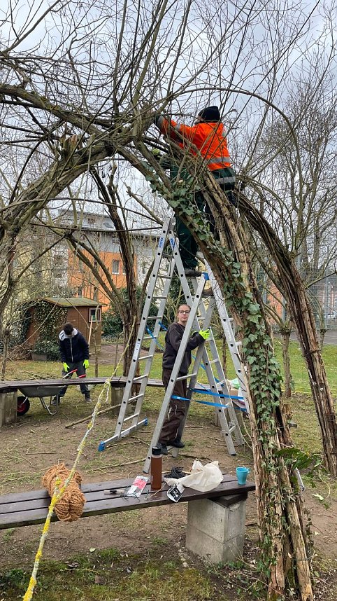 Arbeit am "Gr&uuml;nen Klassenzimmer" des F&ouml;rderzentrums Pestalozzi