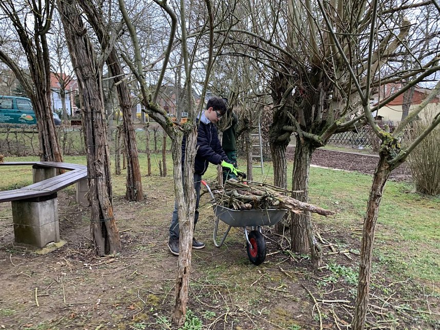 Arbeit am "Gr&uuml;nen Klassenzimmer" des F&ouml;rderzentrums Pestalozzi
