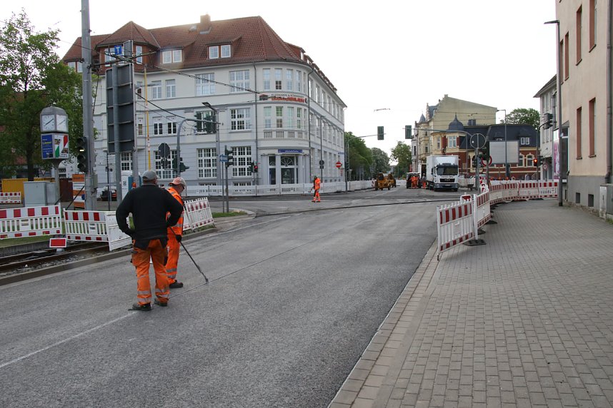 Auf der Baustelle an der alten Magnetkreuzung gehen die Arbeiten ihrem Ende entgegen