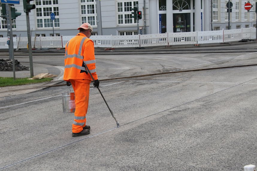 Auf der Baustelle an der alten Magnetkreuzung gehen die Arbeiten ihrem Ende entgegen