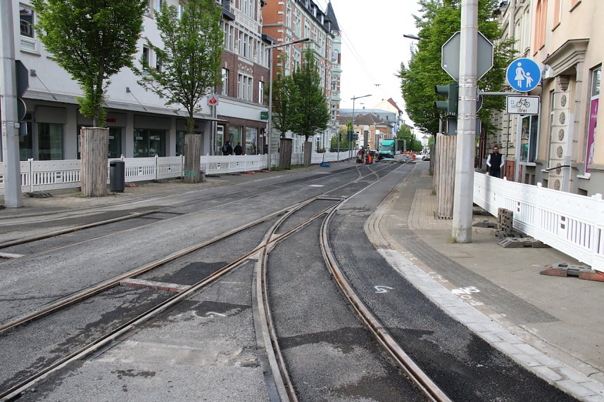 Auf der Baustelle an der alten Magnetkreuzung gehen die Arbeiten ihrem Ende entgegen